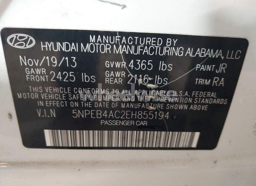 Photo 9 of 2014 Hyundai Sonata GLS (VIN 5NPEB4AC2EH855194)