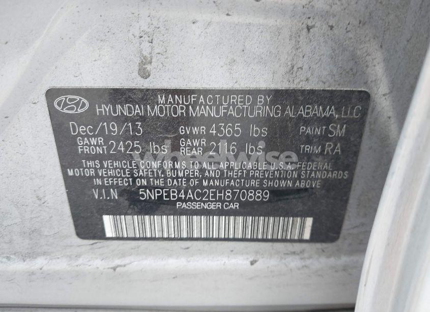 Photo 9 of 2014 Hyundai Sonata GLS (VIN 5NPEB4AC2EH870889)