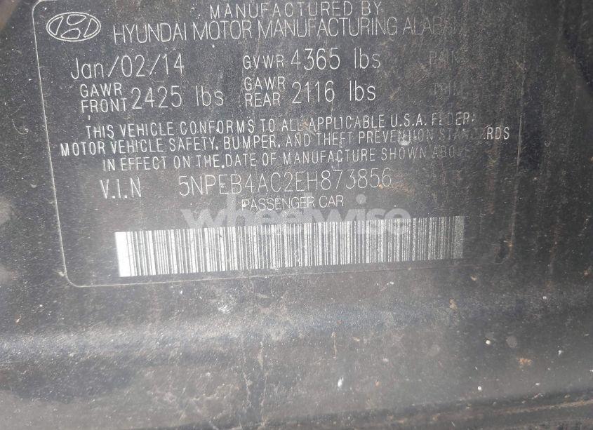 Photo 9 of 2014 Hyundai Sonata GLS (VIN 5NPEB4AC2EH873856)