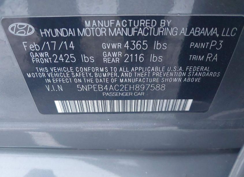Photo 9 of 2014 Hyundai Sonata GLS (VIN 5NPEB4AC2EH897588)