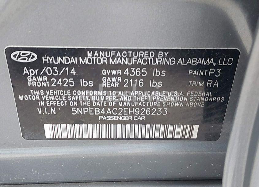 Photo 9 of 2014 Hyundai Sonata GLS (VIN 5NPEB4AC2EH926233)