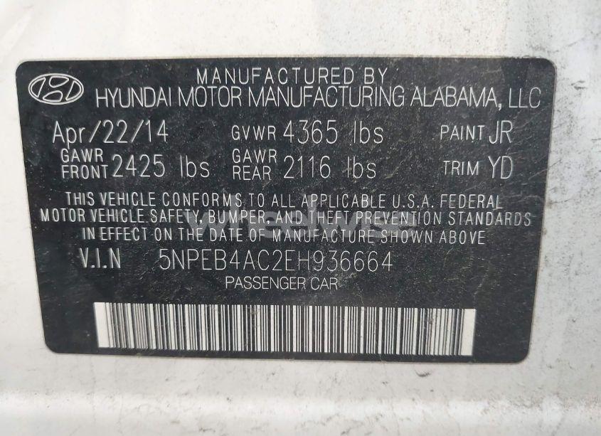 Photo 9 of 2014 Hyundai Sonata GLS (VIN 5NPEB4AC2EH936664)