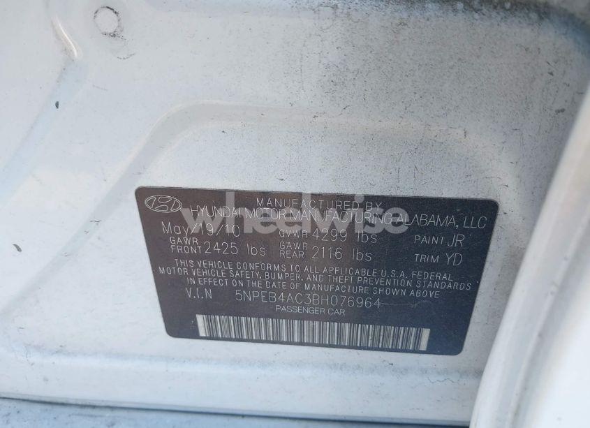 Photo 9 of 2011 Hyundai Sonata GLS (VIN 5NPEB4AC3BH076964)