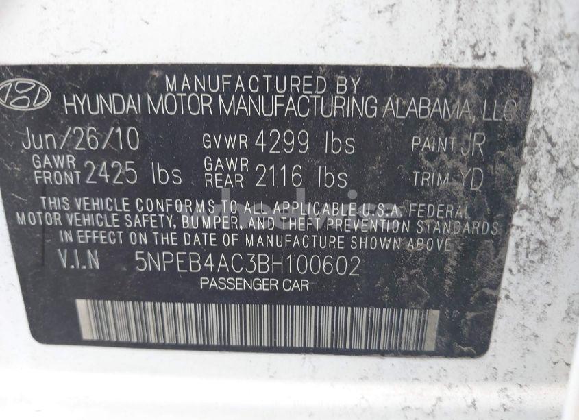 Photo 9 of 2011 Hyundai Sonata GLS (VIN 5NPEB4AC3BH100602)