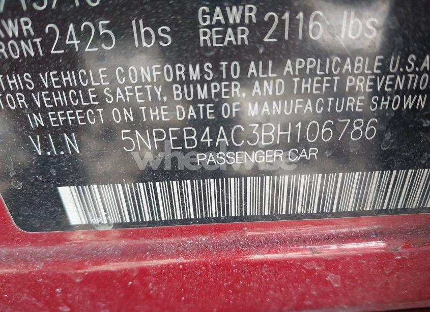 Photo 9 of 2011 Hyundai Sonata GLS (VIN 5NPEB4AC3BH106786)