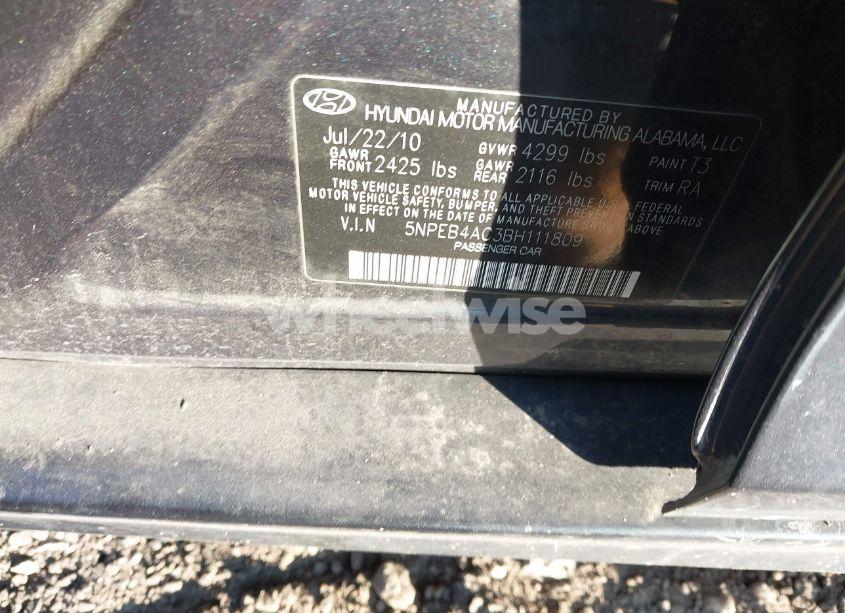 Photo 9 of 2011 Hyundai Sonata GLS (VIN 5NPEB4AC3BH111809)