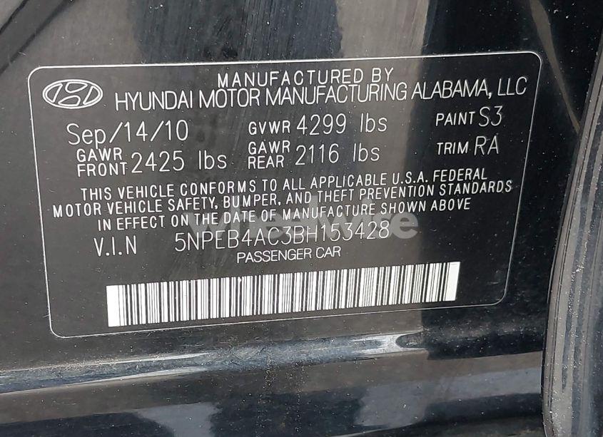 Photo 9 of 2011 Hyundai Sonata GLS (VIN 5NPEB4AC3BH153428)