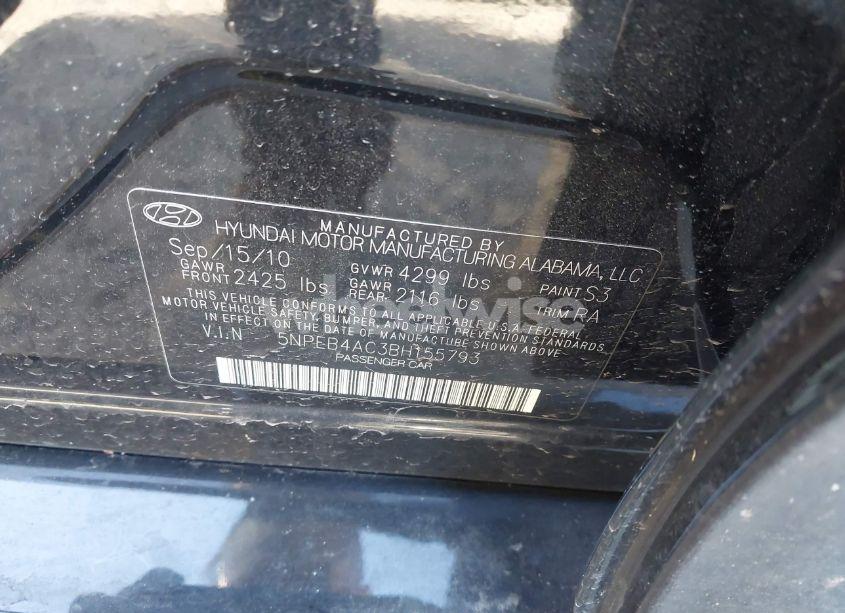 Photo 9 of 2011 Hyundai Sonata GLS (VIN 5NPEB4AC3BH155793)