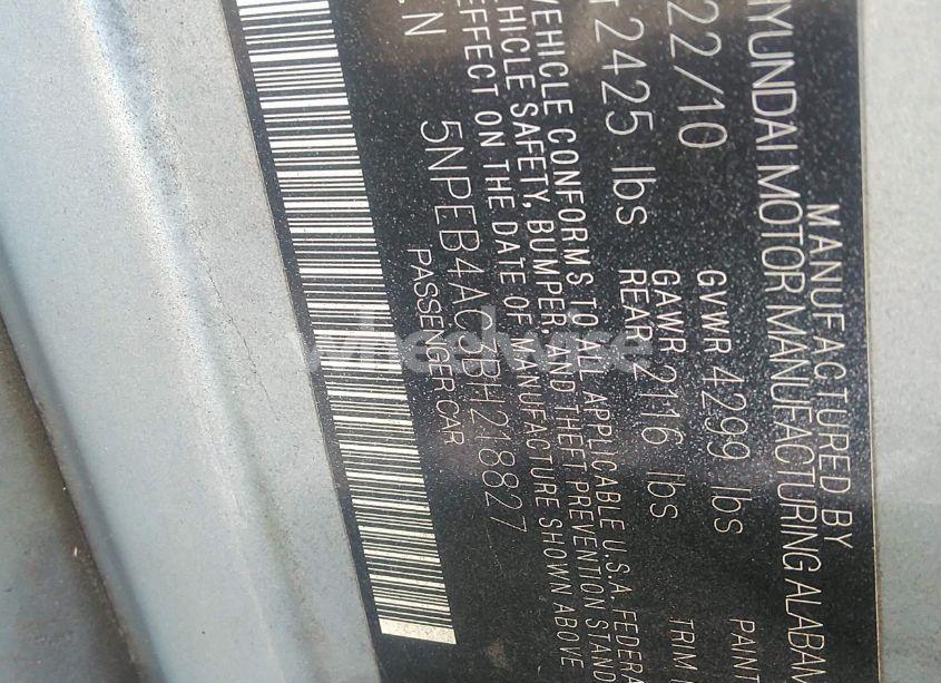 Photo 9 of 2011 Hyundai Sonata GLS (VIN 5NPEB4AC3BH218827)