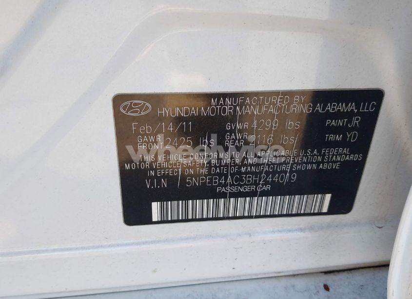 Photo 9 of 2011 Hyundai Sonata GLS (VIN 5NPEB4AC3BH244019)