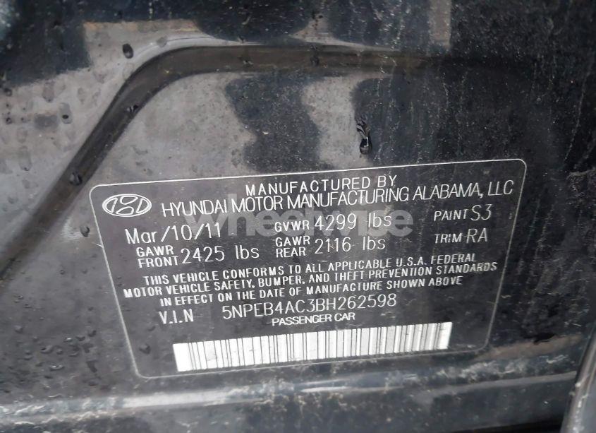 Photo 9 of 2011 Hyundai Sonata GLS (VIN 5NPEB4AC3BH262598)
