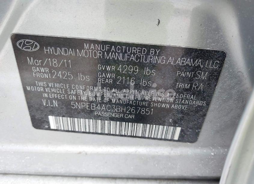 Photo 9 of 2011 Hyundai Sonata GLS (VIN 5NPEB4AC3BH267851)
