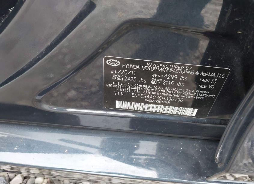 Photo 9 of 2012 Hyundai Sonata GLS (VIN 5NPEB4AC3CH336796)