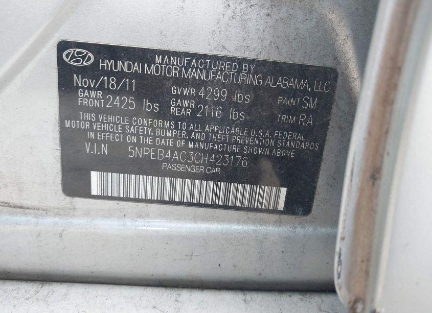 Photo 9 of 2012 Hyundai Sonata GLS (VIN 5NPEB4AC3CH423176)