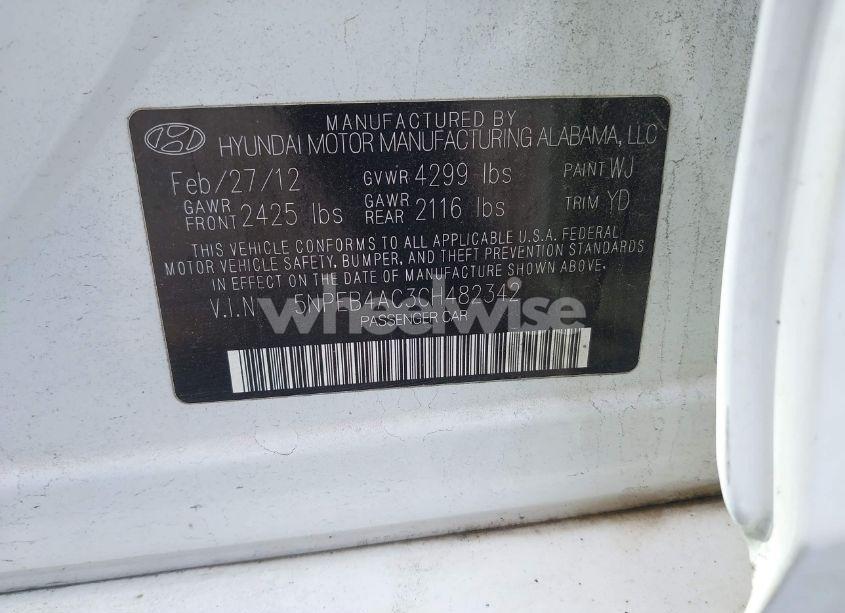 Photo 9 of 2012 Hyundai Sonata GLS (VIN 5NPEB4AC3CH482342)