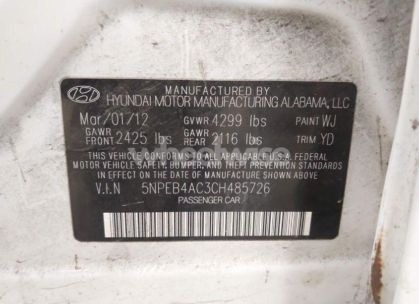 Photo 9 of 2012 Hyundai Sonata GLS (VIN 5NPEB4AC3CH485726)