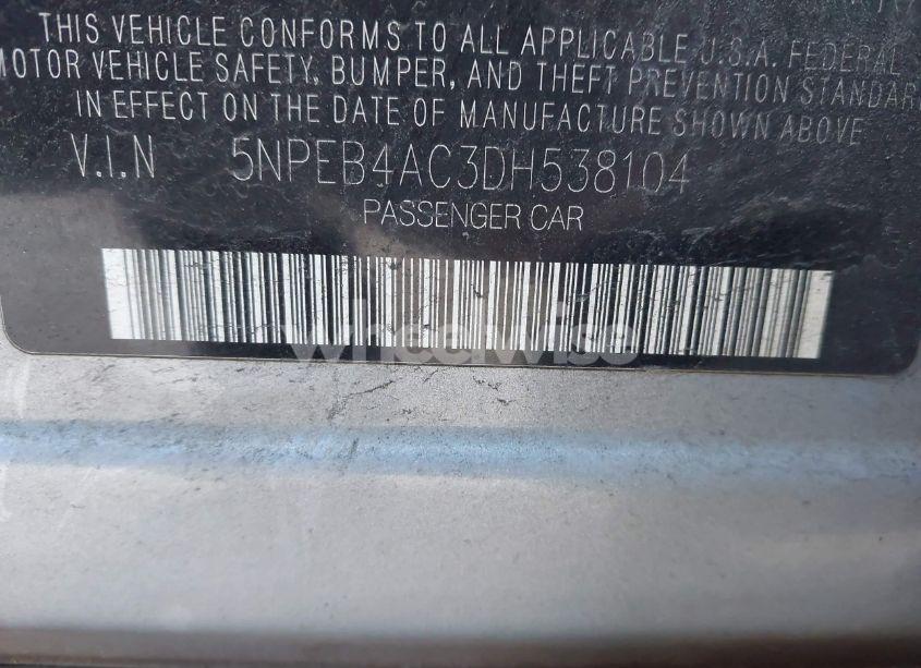 Photo 9 of 2013 Hyundai Sonata GLS (VIN 5NPEB4AC3DH538104)