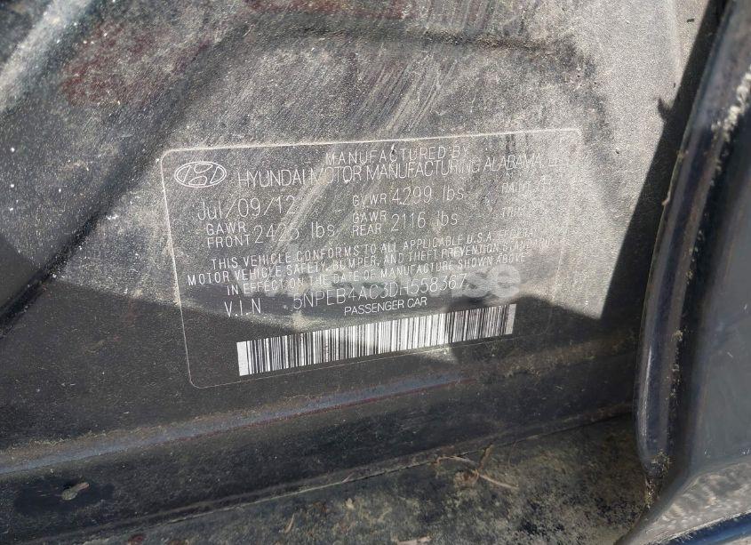 Photo 9 of 2013 Hyundai Sonata GLS (VIN 5NPEB4AC3DH558367)