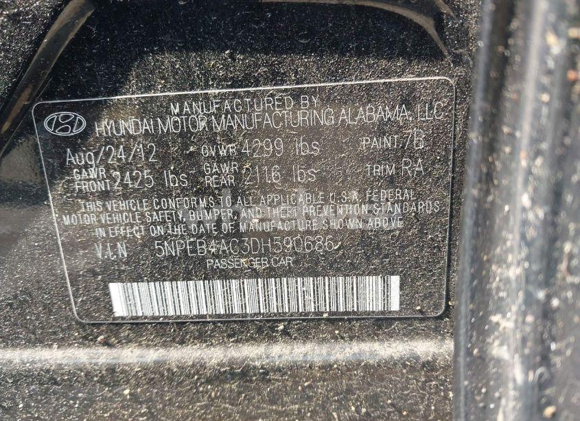 Photo 9 of 2013 Hyundai Sonata GLS (VIN 5NPEB4AC3DH590686)