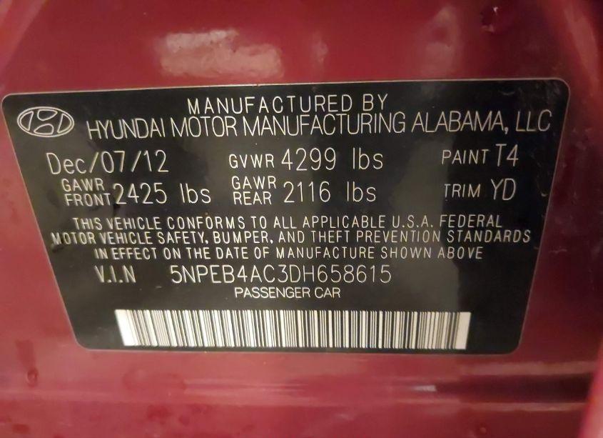 Photo 9 of 2013 Hyundai Sonata GLS (VIN 5NPEB4AC3DH658615)