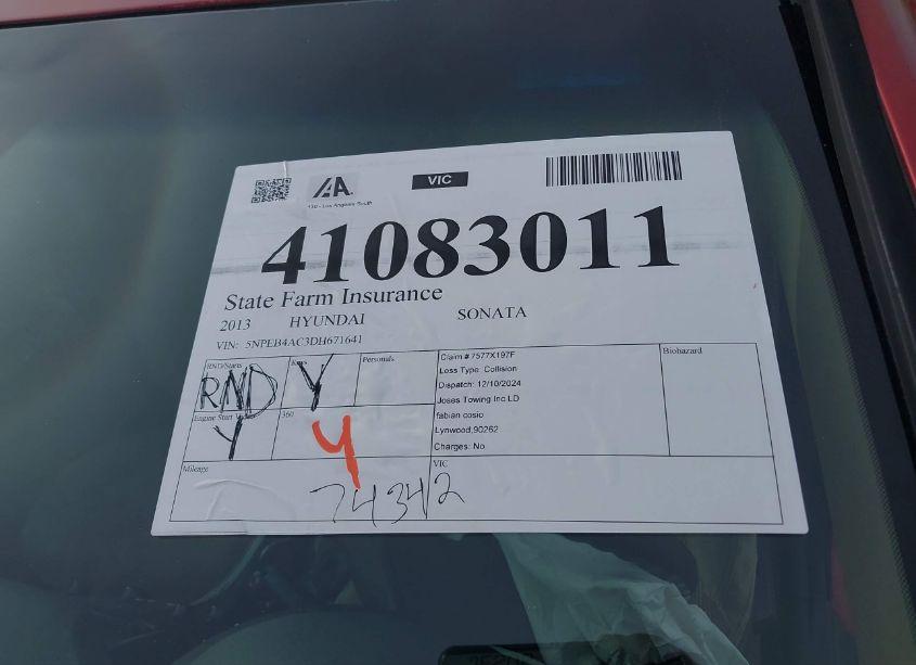 Photo 17 of 2013 Hyundai Sonata GLS (VIN 5NPEB4AC3DH671641)