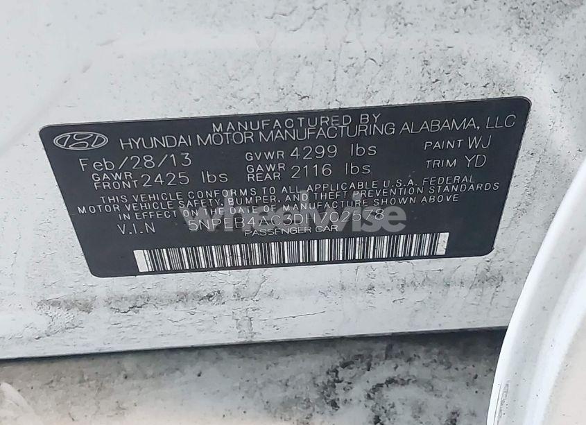 Photo 9 of 2013 Hyundai Sonata GLS (VIN 5NPEB4AC3DH702578)