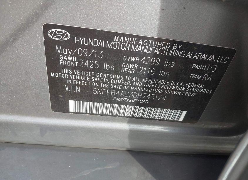 Photo 9 of 2013 Hyundai Sonata GLS (VIN 5NPEB4AC3DH745124)