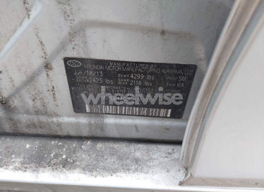 Photo 9 of 2013 Hyundai Sonata GLS (VIN 5NPEB4AC3DH767317)
