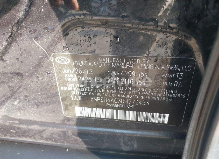 Photo 9 of 2013 Hyundai Sonata GLS (VIN 5NPEB4AC3DH772453)