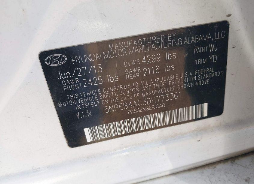 Photo 9 of 2013 Hyundai Sonata GLS (VIN 5NPEB4AC3DH773361)