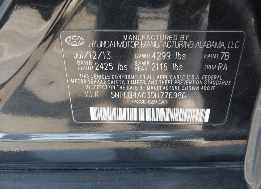 Photo 9 of 2013 Hyundai Sonata GLS (VIN 5NPEB4AC3DH776986)