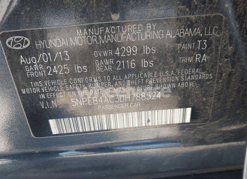 Photo 9 of 2013 Hyundai Sonata GLS (VIN 5NPEB4AC3DH788524)