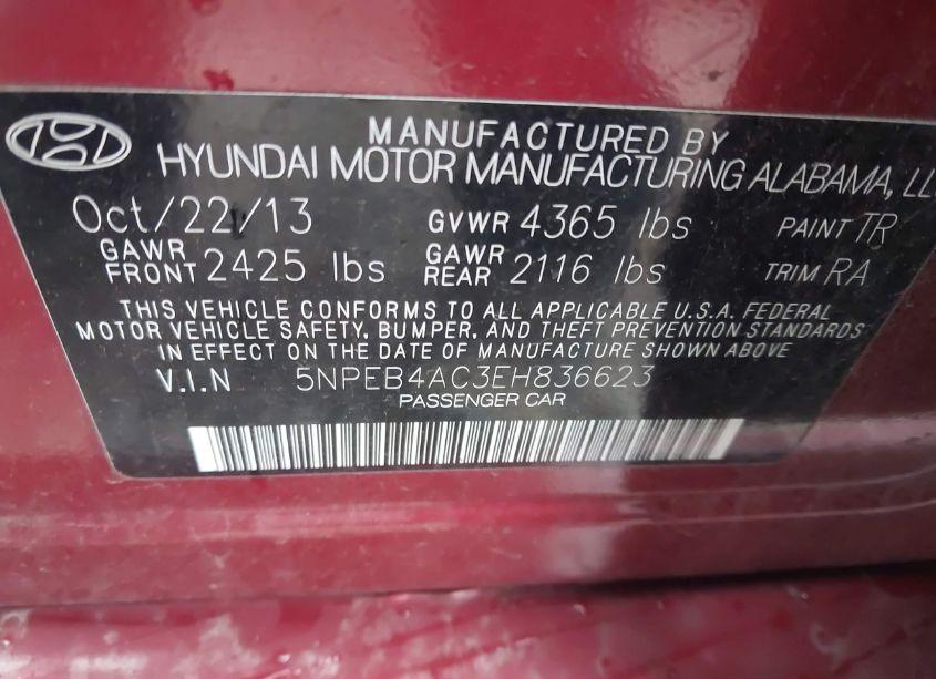 Photo 9 of 2014 Hyundai Sonata GLS (VIN 5NPEB4AC3EH836623)