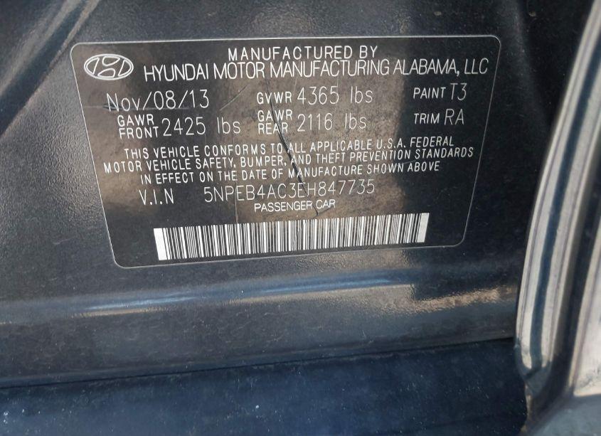 Photo 9 of 2014 Hyundai Sonata GLS (VIN 5NPEB4AC3EH847735)