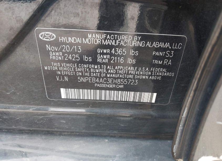 Photo 9 of 2014 Hyundai Sonata GLS (VIN 5NPEB4AC3EH855723)