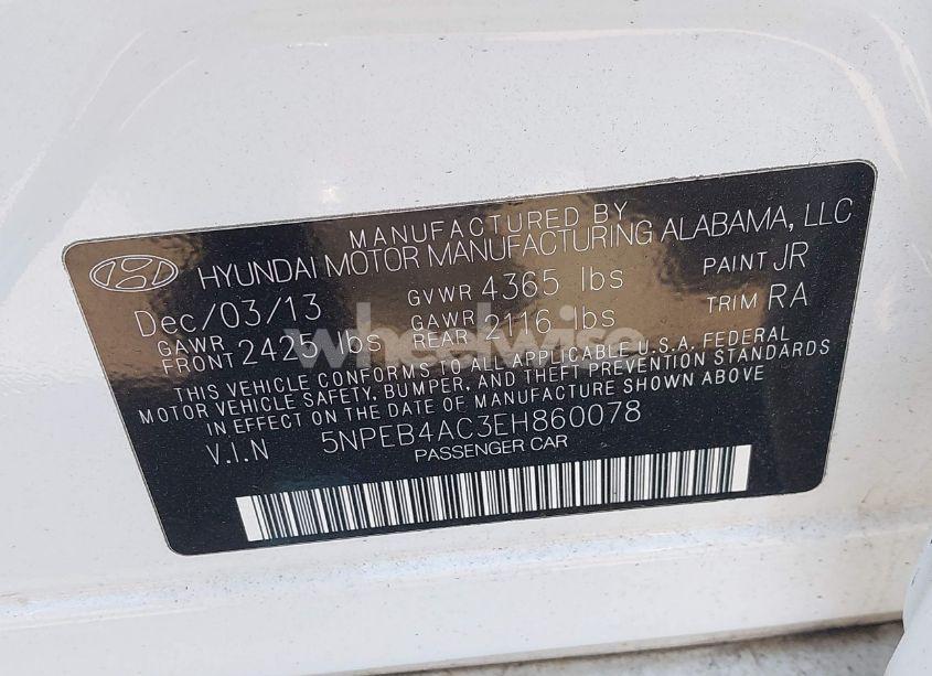 Photo 9 of 2014 Hyundai Sonata GLS (VIN 5NPEB4AC3EH860078)