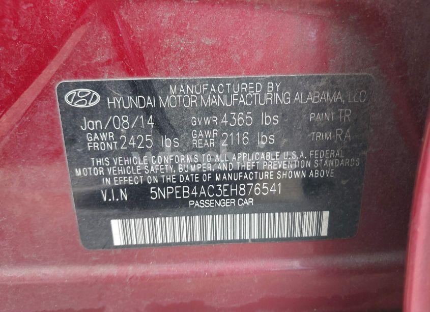 Photo 9 of 2014 Hyundai Sonata GLS (VIN 5NPEB4AC3EH876541)