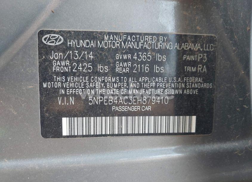 Photo 9 of 2014 Hyundai Sonata GLS (VIN 5NPEB4AC3EH879410)