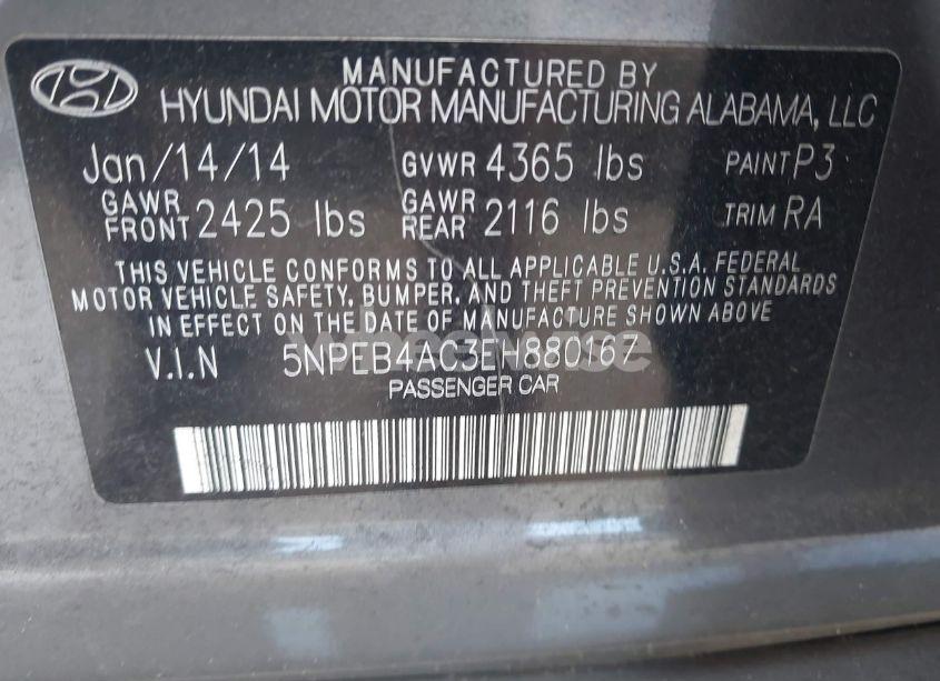 Photo 9 of 2014 Hyundai Sonata GLS (VIN 5NPEB4AC3EH880167)