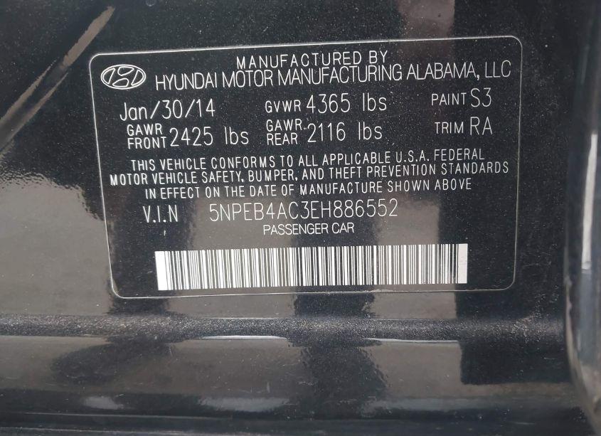 Photo 9 of 2014 Hyundai Sonata GLS (VIN 5NPEB4AC3EH886552)