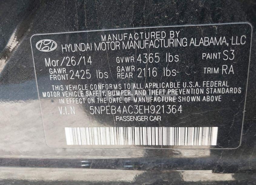 Photo 9 of 2014 Hyundai Sonata GLS (VIN 5NPEB4AC3EH921364)
