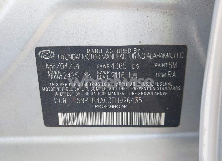 Photo 9 of 2014 Hyundai Sonata GLS (VIN 5NPEB4AC3EH926435)