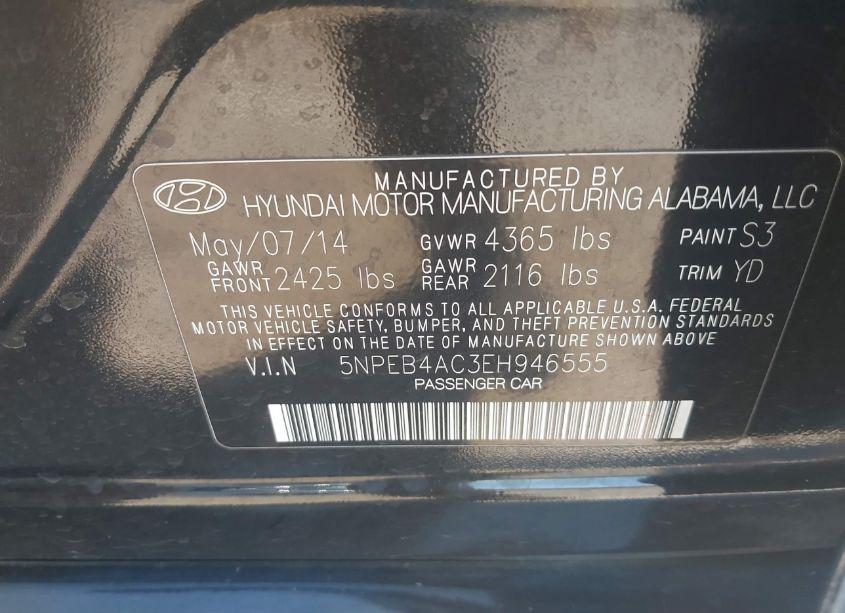 Photo 9 of 2014 Hyundai Sonata GLS (VIN 5NPEB4AC3EH946555)