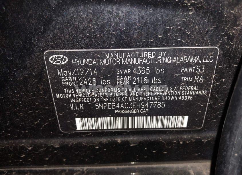 Photo 9 of 2014 Hyundai Sonata GLS (VIN 5NPEB4AC3EH947785)