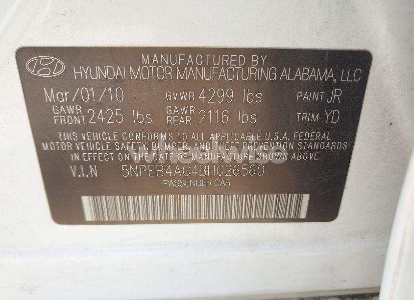 Photo 9 of 2011 Hyundai Sonata GLS (VIN 5NPEB4AC4BH026560)