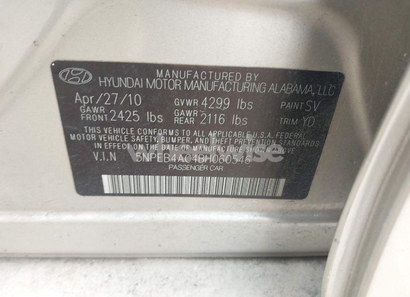 Photo 9 of 2011 Hyundai Sonata GLS (VIN 5NPEB4AC4BH060546)