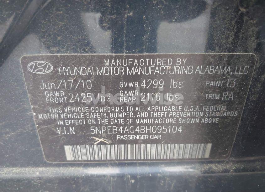 Photo 9 of 2011 Hyundai Sonata GLS (VIN 5NPEB4AC4BH095104)