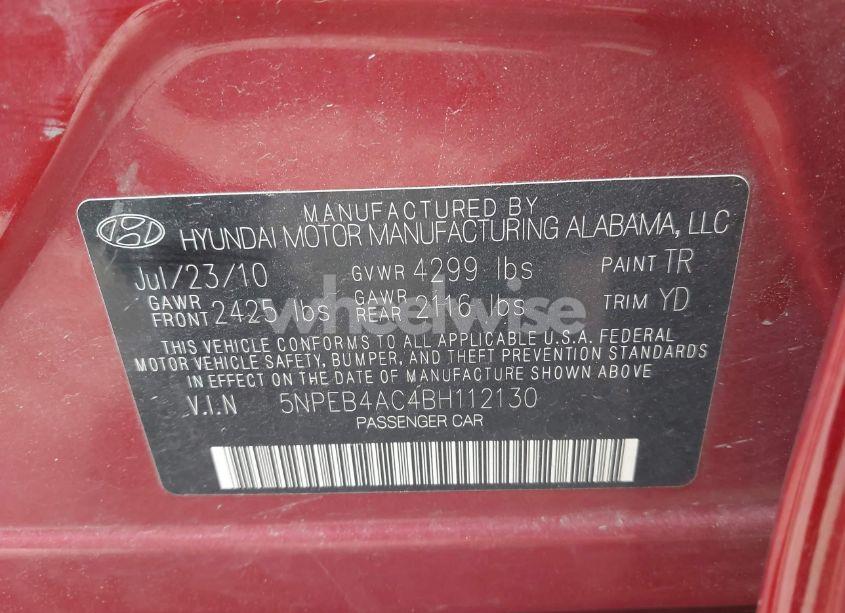 Photo 9 of 2011 Hyundai Sonata GLS (VIN 5NPEB4AC4BH112130)