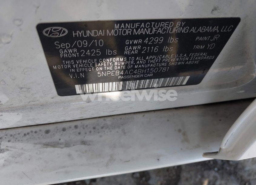 Photo 9 of 2011 Hyundai Sonata GLS (VIN 5NPEB4AC4BH150781)