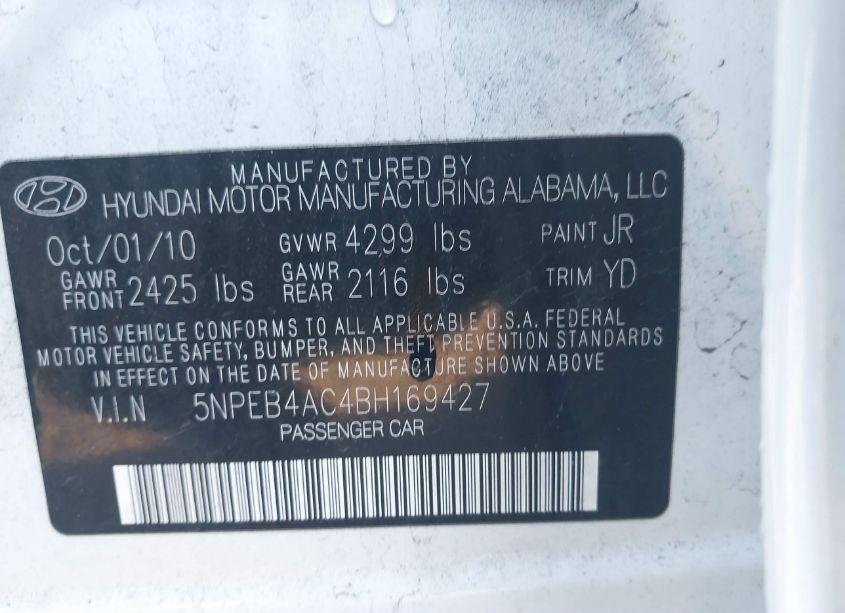 Photo 9 of 2011 Hyundai Sonata GLS (VIN 5NPEB4AC4BH169427)